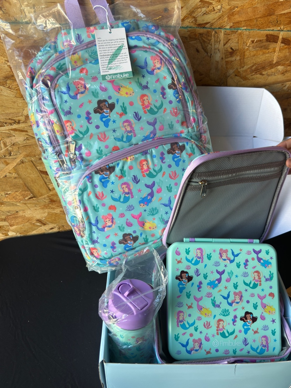 Fimibuke Kids Mermaid Backpack Set with Bento Lunch Box- Mermaid